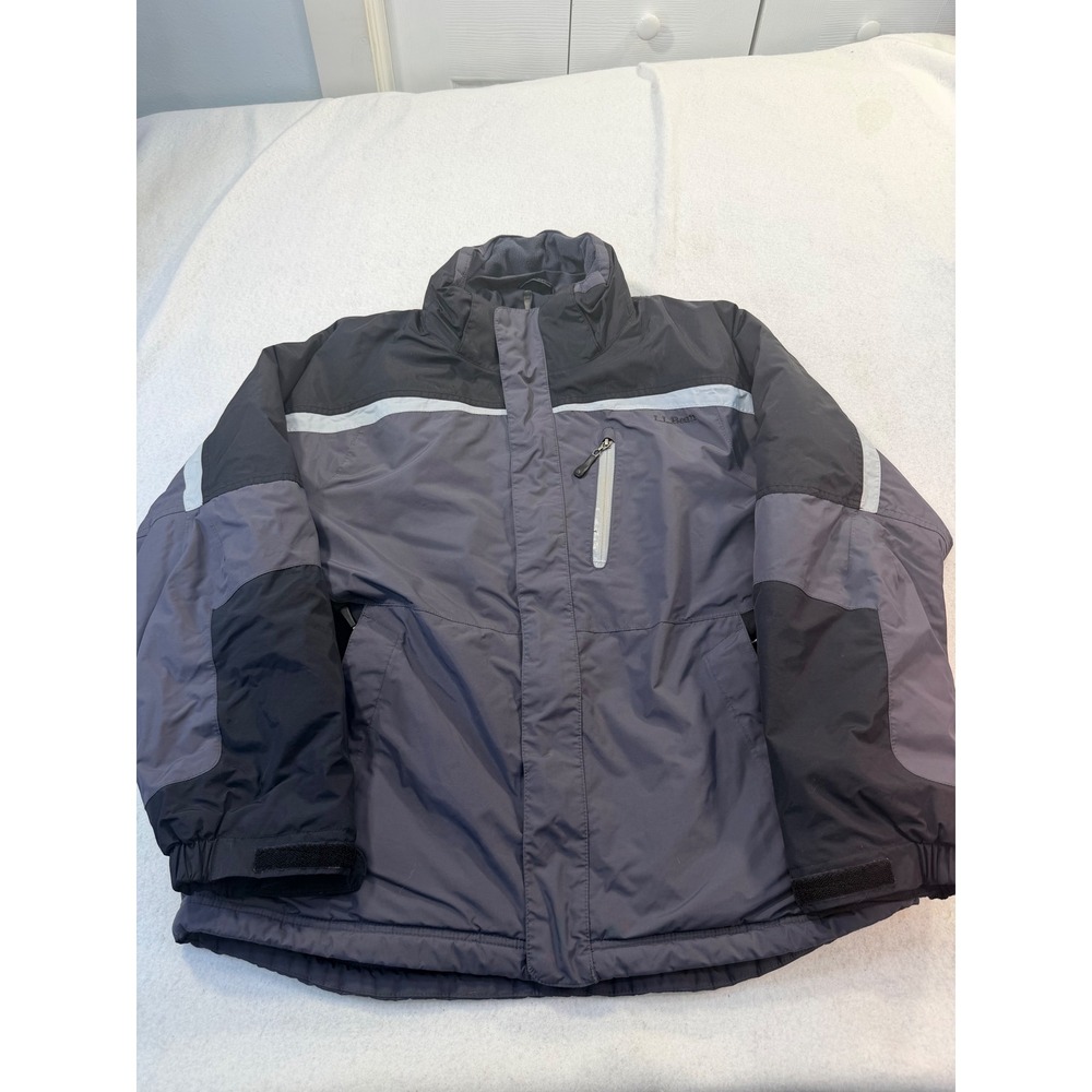L.L.Bean Men's Large Insulated Ski Snow Jacket Gray Black Reflective